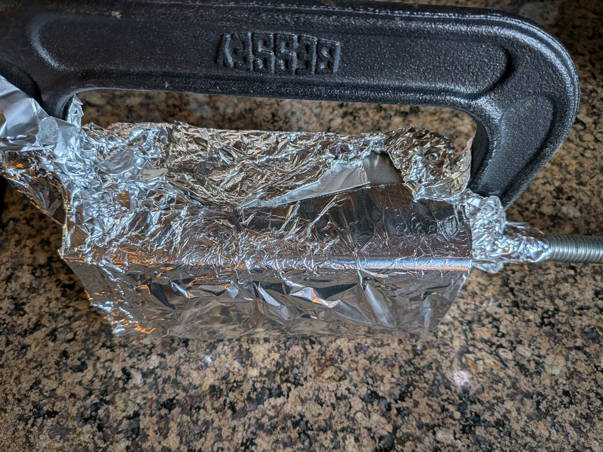 Wrapped in tin foil in case of goo leakage